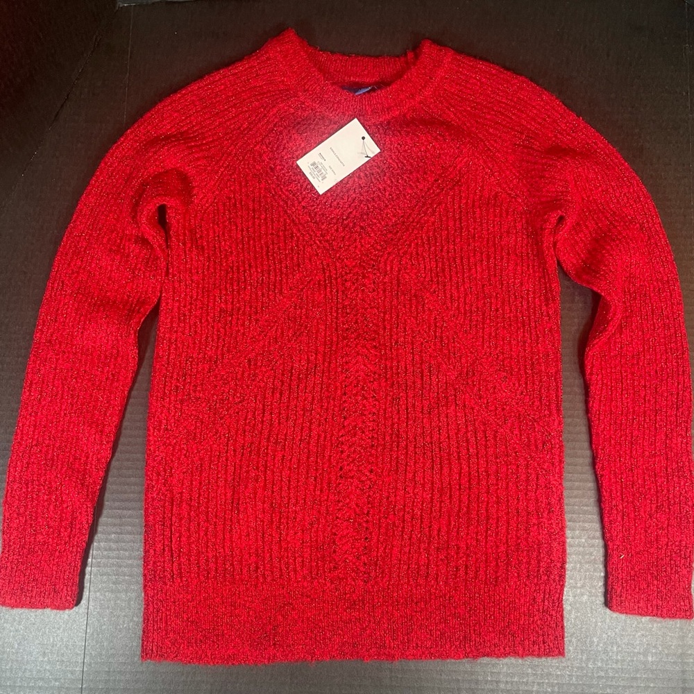Holiday Apt. 9 Pointelle Metallic Crewneck Sweater S Figure Hugging stretch Firm